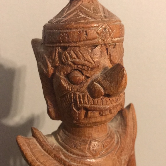 Vintage hand carved deity statue figure elf warrior foo - Picture 6 of 15